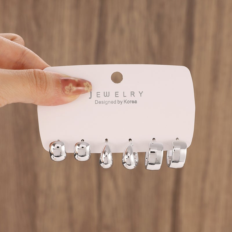 Exaggerated Water Drops Ccb Ear Clip Earrings Women'S Multi-Piece Earrings Personality Niche Fashion Vintage Jewelry - Image 1